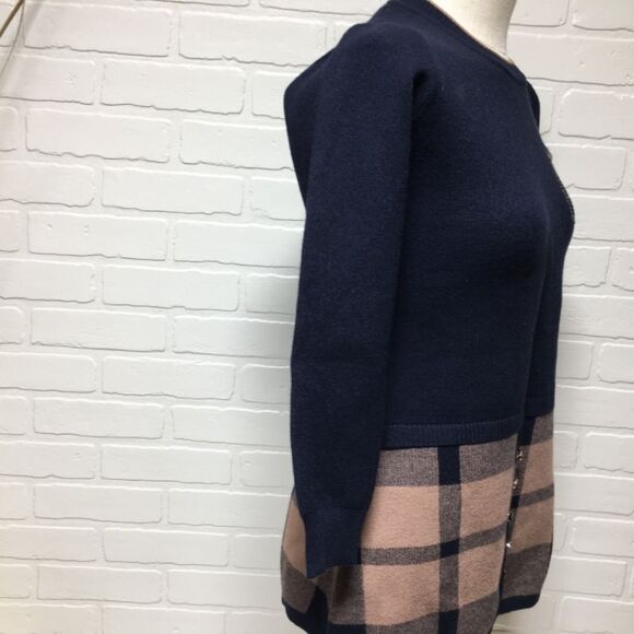 NWT FINCATI Navy Plaid Sweater Dress size Large - Picture 7 of 16